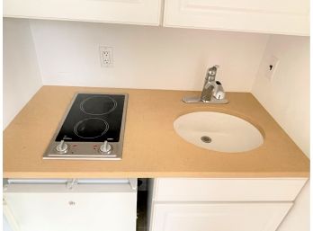 A Countertop With Base, Sink And Electric Cooktop