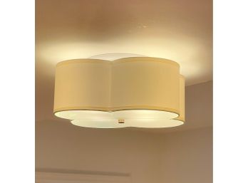 A Clover Leaf  Fabric Ceiling Mount Fixture With Frosted Glass Diffuser