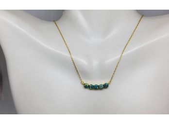 Created Green Opal Goldtone Sterling Silver Necklace