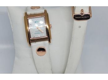 Wanderlust By La Mer Collection Goldtone Wrap Watch With White Band