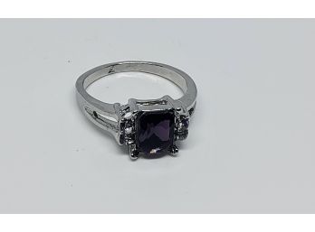 Beautiful Fashion Created Amethyst Silvertone Ring