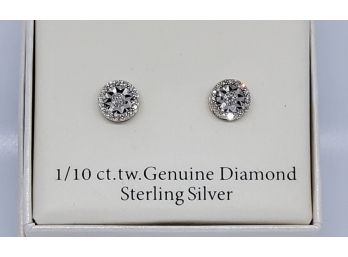 1/10 Ctw Diamond Sterling Silver Earrings