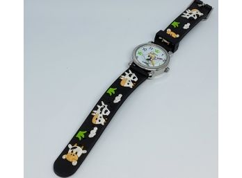 Geneva Fashion Cow Watch With Black Rubber Band