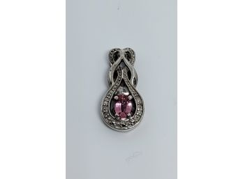 Pink Topaz And Diamond Accent Sterling Silver Pendant