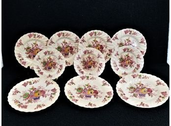 Eleven Vintage Bountiful Red Plates  By  Myott & Son's Staffordshire England