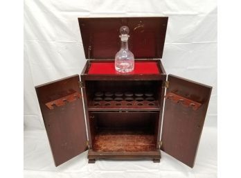 Mid Century Modern Flip Top Dry Bar Liquor Cabinet
