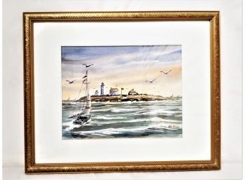Falkner Island Guilford CT Framed Painting Signed By Artist