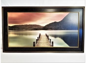Sunset On The Lake Large Framed Canvas Print