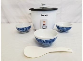 Aroma 6-Cup 1.5Qt. Non-Stick Rice Cooker With Rice Bowls