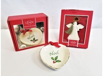 Lenox Holiday Heart Plate And Lenox Angel Ornament NEW