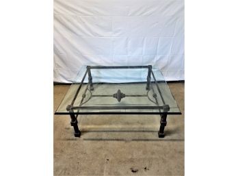 Heavy Wrought Iron Glass Top Coffee Table