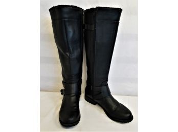 Women's  G By Guess Black Faux Fur Lined Black Knee High Boots Size 9.5