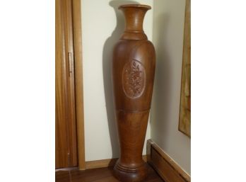 Mid Century Very Large Hand Carved Teak Vase/Urn - Thailand