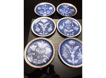 Vintage Swiss Ceramic Hand Painted Floral Plates (6)