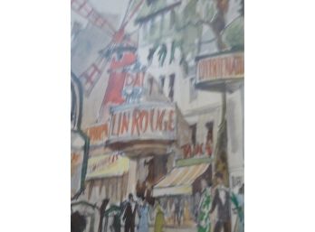 Mid Century Franz Herbelot  Watercolor Of Paris Street Scene - Signed And Numbered