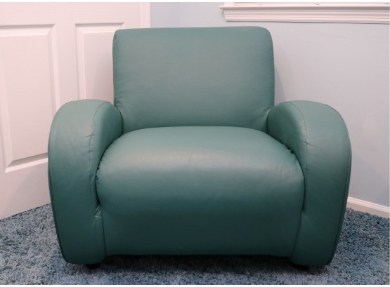 Jensen-Lewis Genuine Leather Teal Blue Modern Armchair (PICK UP #1)