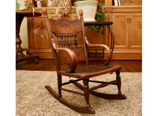 Antique Ca. 1890 Child's Oak Rocking Chair (PICK UP #2)