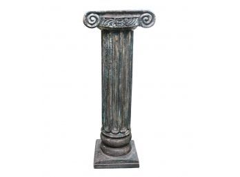 Distressed Carved Wood And Plaster Column Pedestal Stand (PICK UP #2)