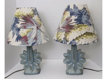 Set Of Two Art Deco Style Lamps With Hand Made Shades (PICK UP #2)