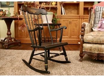 Vintage Ca. 1940's Hitchcock Style Child's Black Spindle Back Rocking Chair (PICKUP #2)