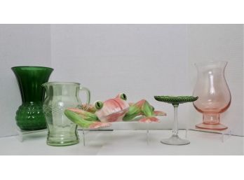 Large Ceramic Frog, Depression Glass Vases And More (PICK UP #2)