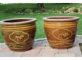 Set Of Two Planters With Glaze Finish (PICK UP #2)