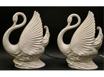 Set Of Two Swan Planter Lamps (PICK UP #2)