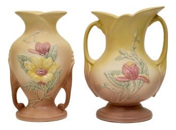 Set Of Two Hull Art Pottery 'Magnolia' Vases (PICK UP #2)