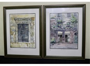 Set Of Two Signed Italian Watercolor Paintings (PICKUP #2)