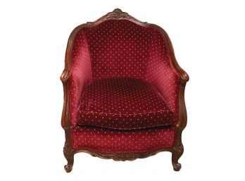 Burgundy Velvet Mahogany Carved Wood Chair (PICK UP #2)