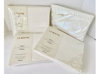 Lot Of 4  Charisma By Fieldcrest 360 Thread Count Twin  Cotton Fitted Sheets Fits Deep Mattress 39' X 75'