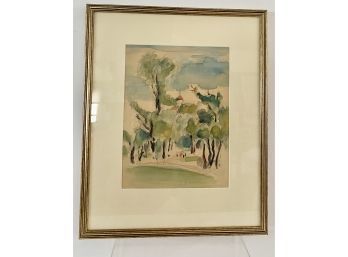 Framed Water Color 15 1/2' X 12 1/2' Approximate Age 1930-40's ( READ Description)