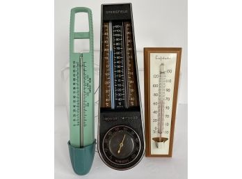 Lot Of 3 Vintage Thermometers- All Working! 2 Taylor, 1 Springfield