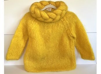 Vintage Saks Fifth Avenue Mohair Wool Nylon Sweater Hand Made In Italy Sz 36 Unusual Collar Neckline
