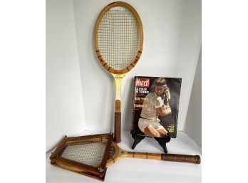 Vtg Bancroft Tennis Rackets ( 1 With Frame) Plus PARIS MATCH French Magazine 1977 Bjorn Borg