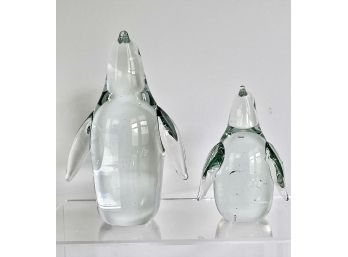 2 Crystal Penguin Figurines (read Description)