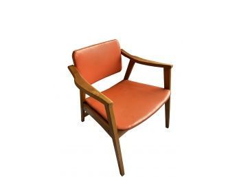 1960's Teak Frame Orange  Rocker Back Possible PAOLI Chair 27' H X 22' W X 21' D ( READ Description)