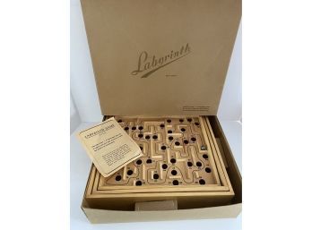 Vintage Wooden Labyrinth Game Made In Sweden Original Box