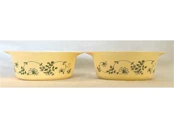 Pair Of Two Vintage Pyrex Shenandoah Wintergreen Casserole Bowls