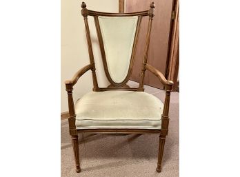 Vintage Wooden & Fabric High Back Chair From Statesville Chair Company