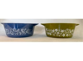 Pair Of Vintage Pyrex Casserole Dishes In Colonial Spring & Spring Blossom