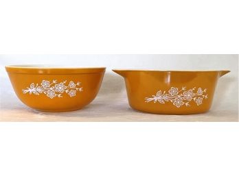 Lot Of Two Pyrex Butterfly Mixing & Casserole Bowls