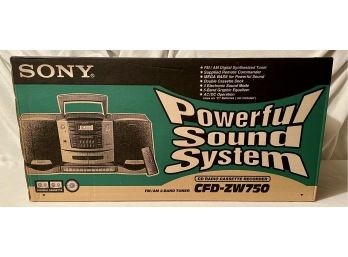 Sony Portable CFD-ZW750 CD-Radio-Casette Recorder W/ Remote - New In Box