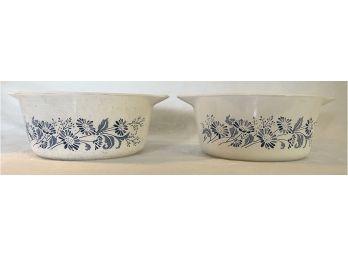 Pair Of Two Pyrex Colonial Mist Casserole Bowls