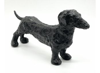 Vintage Abstract Cast Iron Dachshund Sculpture