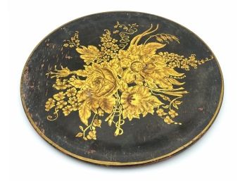 Antique Hand Painted Wooden Charger Signed By Artist