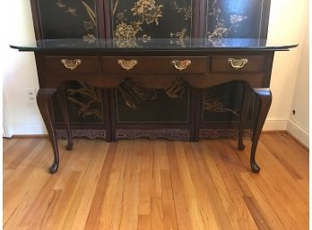 Queen Anne Glass Top Console Table