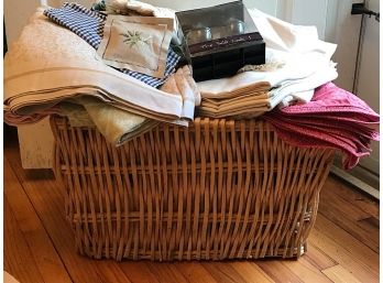 Basket Filled With Table Linens