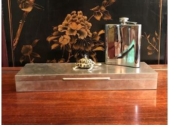 Vintage Cigarette Box And A Flask