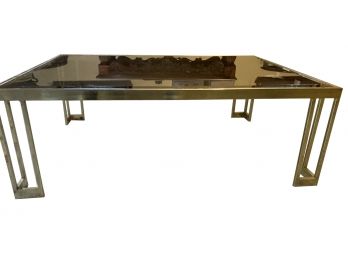 Brass And Smoke Glass Top Low Centr Table